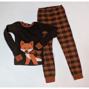 Gymboree‎ Unisex Size 10 Fox Embroidered Long Sleeve 2 Piece Pajama Set Fall